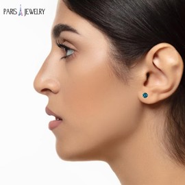 Paris Jewelry 14k White Gold Push Back Round Created Alexandrite Stud Earrings 3mm