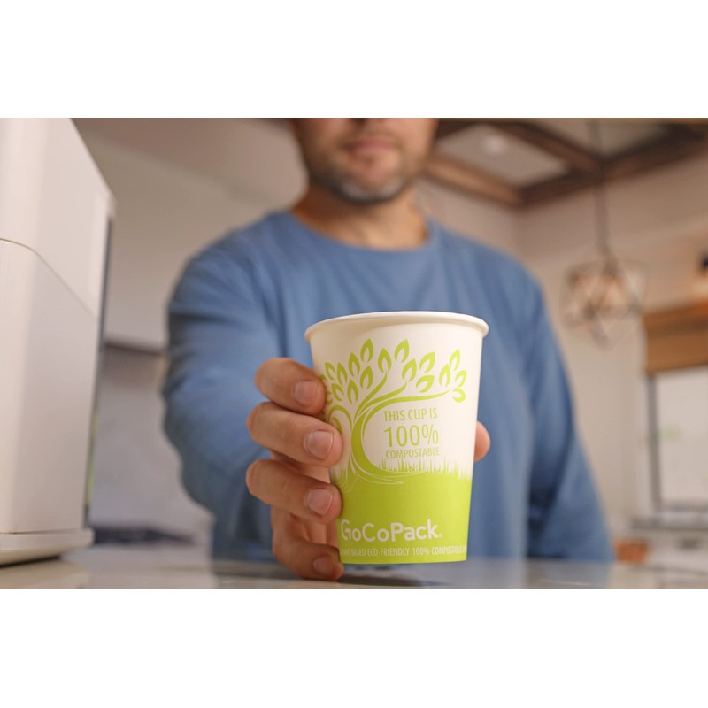 Compostable Paper Cups: Pack of 50-8oz (227ml) or 12oz (340ml)