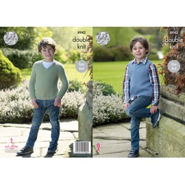 King Cole Kids Easy Knit Double Knitting Pattern Boys V Neck Sweater & Slipover (4942),Multicolor,20" - 28" chest