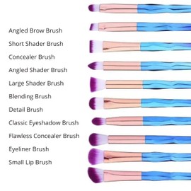 Lizzy 10pc 3D Diamond Makeup Brushes | Lovely Gradual Cosmetic Brushes for Concealer Eye Shadow Powder Blush Liquid Foundation Advanced Mixed Contour Makeup Brush Kits (Unicorn Diamond)