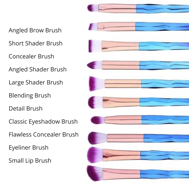 Lizzy 10pc 3D Diamond Makeup Brushes | Lovely Gradual Cosmetic