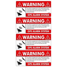 GPS 4 Pack 4"x2" RED Anti Theft Stickers #FS002 Vehicle Security System Alarm Decal Car Truck
