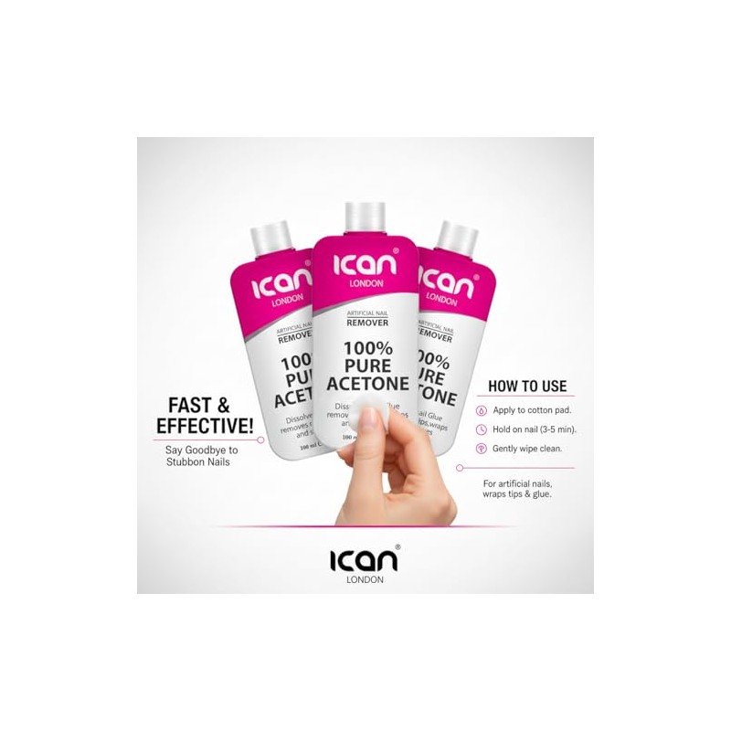 Ican London 100% Pure Acetone Nail Polish Remover UV GEL