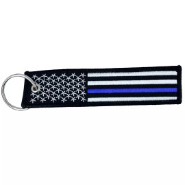America's Front Line EE-001 Thin Blue Line Police Flag Law Enforcement Keychain or Luggage Tag or zip