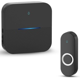 AIDA Lighted Wireless Doorbell for Home, Waterproof Battery Doorbell 1,000ft Range, 5 Volume Levels with 58 Doorbell Chimes & LED Flash(Black, Doorbell with 1 transmitter & 1 Receiver)