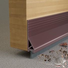 39”X2 Under Door Draft Stopper with Brush,Bottom of Door Sweeps for Exterior & Interior,Gap Filler Sound Blocker Seal Strip,Draft Guard Dust Stopper(Brown)