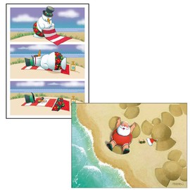 Beach Christmas Card Variety Pack - 24 Cards & envelopes - Assortment #2