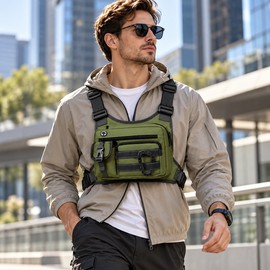 Tactical Chest Bag for Men, Water-Resistant Crossbody Sling Backpack with Zipper Closure, Lightweight EDC Shoulder Pack for Outdoor Travel