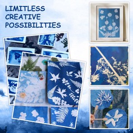 Cyanotype Kit, Sonnendruck-Kit für fotografische Blaupausen auf Papier und Stoff, 2-Komponenten-Cyanotyp-Lösung, Sensibilisierer-Set für Bastelprojekte