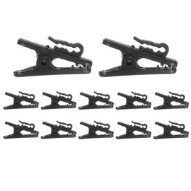 HARFINGTON 12pcs Headphone Wire Clips 0.94" Length Small Headset Cable Clamp Earphone Earplugs Cable Clothing Clip Earpiece Clamp Microphone Cord Hooks for 1.5mm Dia Round Wire, Black