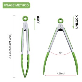 7 inch Cooking Tongs, MSY BIGSUNNY Set of 3 Mini Kitchen Tongs Silicone Serving Tongs With Silicone Tips for FoodGrill, Salad, BBQ (Red Green Orange)