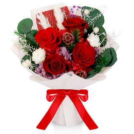 Perfectione Roses Flowers for Delivery Prime, Preserved Flowers, 100% Natrual Long Lasting Flowers Bouquet, Mothers Day, Anniversary, Birthday Gifts for Women, Valentines day Flowers (Red)