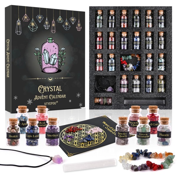 Crystal Advent Calendar for Adults Women - Healing Gemstone Advent