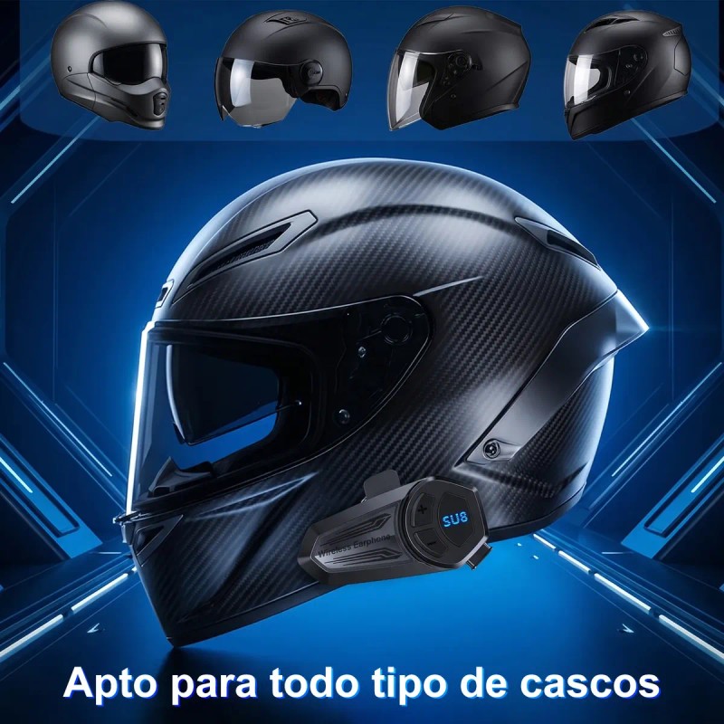 Auriculares Bluetooth Su8 Para Casco Audifono De Moto Ipx6