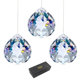 JIHUI Clear Glass Crystal Ball Prism Pendant Suncatcher 40 mm