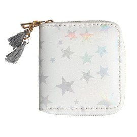 timlee Cute Girls Wallet Star Purse Rainbow Unicorn Design Short Wallets Star Coin Purse Girls Christmas Gift(White Star 0828)