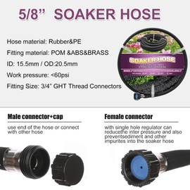 Eazazy Short Soaker Hose 15ft - Garden Rubber Soaking Drip Hoses 5/8" Saving 70% Water Garden Hose, Drip Irrigation Round Hose for Lawn Yard, flower beds