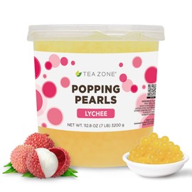Tea Zone [7 Pounds] Lychee Popping Pearls for Boba Tea Beverages, Sweets, Ice Cream Topping | B2050