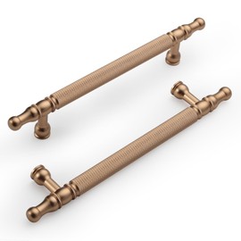 KNOKLOCK 10 Pack 5 Inch(128mm) Kitchen Cabinet Handles Champagne Bronze Knurled Cabinet Pulls Kitchen Cabinet Hardware Drawer Pulls for Dresser Cupboard Wardrobe