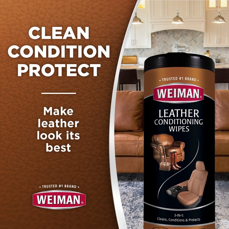 Weiman Leather Cleaner Wipes - Clean Condition UV Protection Help