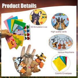 Dog Valentine Cards 24 Packs Puppy Valentines Cards Valentine's Classroom Exchange Prize 24 pcs Cute Dog Keychains for Valentine Cards