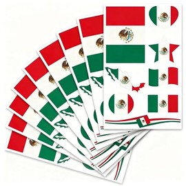 Set de 90 Tatuajes Temporales de México para Aficionados al Fútbol - 10 Hojas de 6.8x12cm, Accesorios para Estadios y Fiestas Deportivas, Kit de Anima