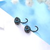 Protection Evil Eye Dainty Half Open Huggie Hoop Earrings Black