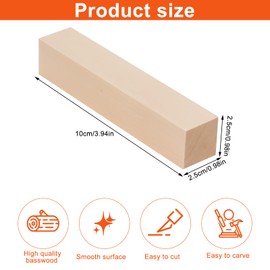 10Pcs Woodcraft Bass wood Carving Blocks,Whittling Wood Blocks, Unfinished,Carving Wood Smooth Surface for DIY Carving,Shaping,Painting Creative