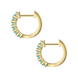 Glanzstücke München Women's Creole Earrings 925 Sterling Silver Yellow Gold-Plated 14 Carat Turquoise (Rect) Turquoise Silver Hoop Earrings, Silver, Türiks
