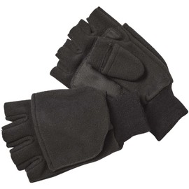 Kinetic Wind Stop Fold Over Mitt Wind Stop - Warm Fleece Glove M - XL Fishing Glove (L, Black)