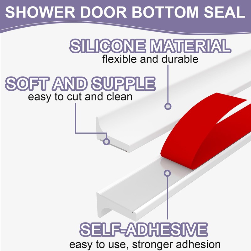 Hzetuu Shower Water Guard, Silicone Shower Threshold Water Dam, Shower
