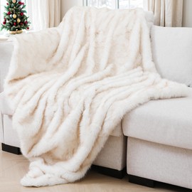 Überwurfdecke, luxuriöses Kunstfell, superweich, flauschig, dick, warm, Wohnkultur für Couch, Bett, Sofa, doppelseitige Sherpa-Decken, fusselfrei (G, 50 x 60 cm)