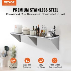 18\" X 72\" Stainless Steel Wall Mounted Floating Shelving Commercial Heavy Load Capacity 500 Lbs 18\" X 72\" Wall ShelvesDefault: Default