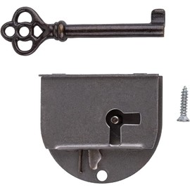 Rounded Half Mortise Lock with Skeleton Key for Left Hand Cabinet Door, Dresser Drawer, Desk | UA-033-LL