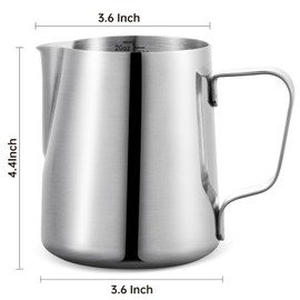 Neretva Milk Frothing Pitcher 20 oz Milk Hand Held Frother Steamer Pitcher Jug Cup, Stainless Steel Steaming Pitcher, Latte Art Steaming Pitcher, Espresso Machine Accessories, Barista Tool (600ML)