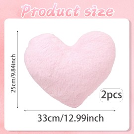 Pink Cushions, Pink Bedroom Accessories, 2 Pack Heart Pillow, Cute Pillows for Bedroom, Living Room, Sofa, Chair, Festive Decor, 33 * 25cm, Soft Plush Material, Lightweight Design