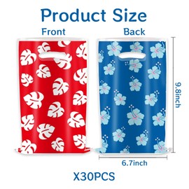30Pcs Stitch Hawaiian Themed Party Decorations Gift Bags Tropical Flower Birthday Gift Bag Supplies Cartoon Blue Luau Party Decorations