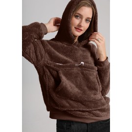 Kei Tomlison Pet Cat Dog Pouch Hoodies Small Animal Carrier – Kitten Puppy Pouch Sweatshirt Kangaroo Pocket Pullover for Women Brown