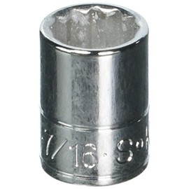 SK Professional Tools 43914 1/4 in. Drive 12-Point Fractional Standard Chrome Socket â 7/16 in, Cold Forged Steel Socket with SuperKrome Finish, Made in USA