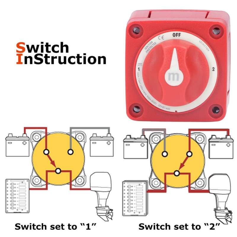 Cunyuer 300A Battery Disconnect Switch, 3 Position Dual Battery Switch,