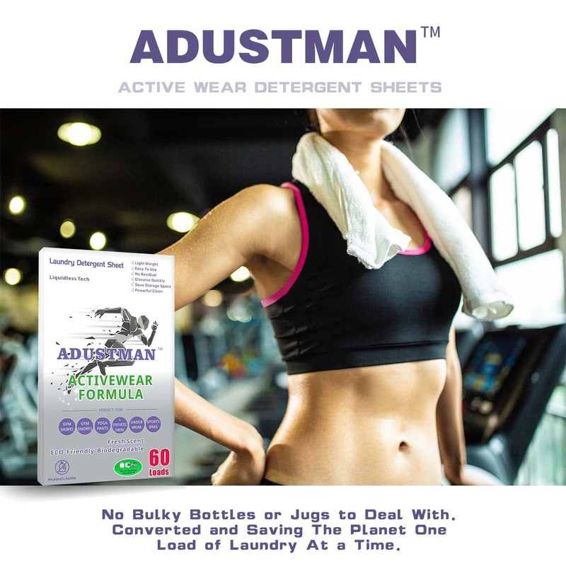 ADUSTMAN Active Wear Laundry Detergent Sheets Fresh Breeze 180 load