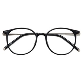 AIYUJIWU Blue Light Cut Glasses, Blue Light, Glasses, UV Protection, No Degree, Stylish, PC Glasses, Computer Glasses, Date Glasses, Men's, Women's, Unisex, Lightweight, bright black. silver