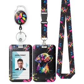 Uniclife Fashionable Sliding Badge Holder Cute Dog Plastic Case with Retractable Badge Reel Carabiner Clip & Detachable Lanyard Strap Vertical Card Protector for Women Nurse Teacher Student