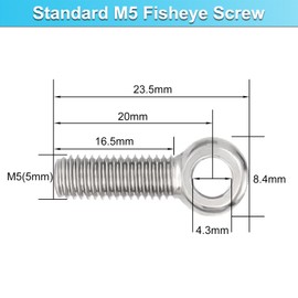 M5 Swivel Bolts Fish Eye Bolts - Pack of 20 M5 x 20 mm Eye Bolts 304 Stainless Steel Machine Shoulder Lift Eye Bolts, Ring Nut Ring Screw for Automotive Manufacturing Valves Pipes
