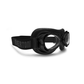 Bertoni Motorcycle Aviator Goggles for Women Men Chrome Plated Mat Black Compaq Size Italy AF77 (mat black)