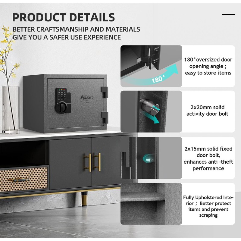 AEGIS 1.2 Cubic Feet Digital Safe Box, Electronic Keypad Lock