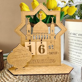 Yskmefun Wooden Ramadan Calendar, 30 Days to Ramadan Countdown Calendar, Ramadan Calendar Children, Eid Mubarak Advent Calendar, for Muslim Ramadan Party, Home Decoration