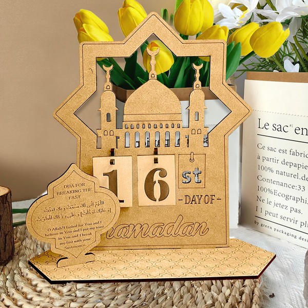 Yskmefun Wooden Ramadan Calendar, 30 Days to Ramadan Countdown Calendar,