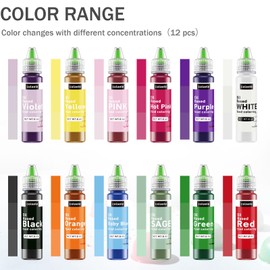 Colaele Oil Based Food Coloring Set - Tasteless 12 Colors Edible Oils Food Dye for Chocolates Melts Decorating, Velantine's Oil Food Color Baking Frosting Cake Decorations, 8ml/Bottle