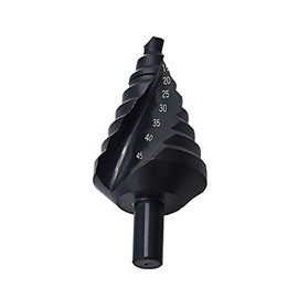 Mengshen HSS Step Drill Bit Set 10-45mm Spiral Flute, Triangle Shank High Speed Steel Large Bit Nitride Pagoda Step Drill for Carbon Steel, Sheet Iron, Insulation Boards, PVC Boards,Planks, Black